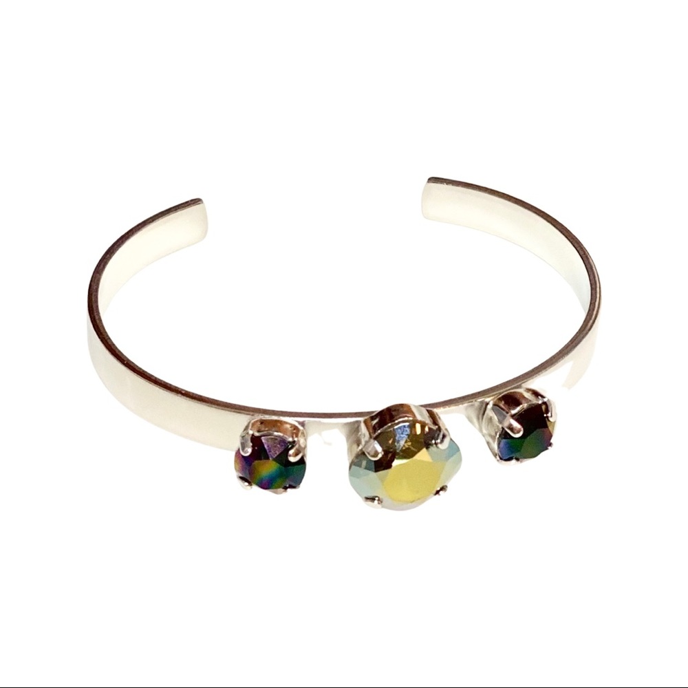 Iridescent And Rainbow Swarovski Three Setting Cuff